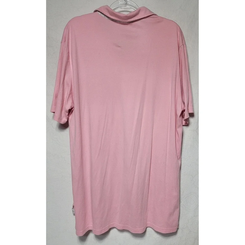 Polo Golf Ralph Lauren Mens XL Pink Short Sleeve Plaid Trim Polo Shirt